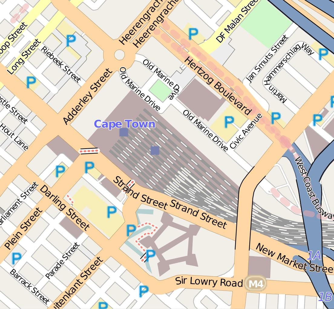 mapa Баррак street Cape town