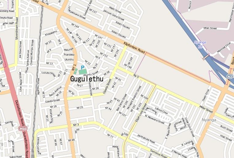 mapa гугулету Kapsztad