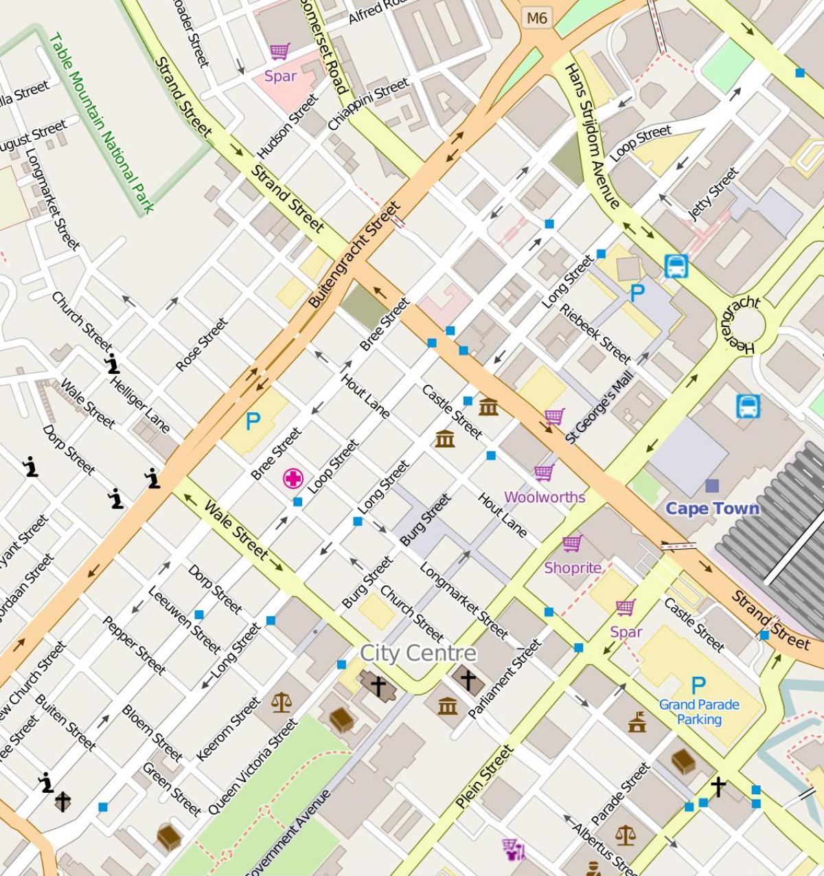 mapa Bourg-street Cape town