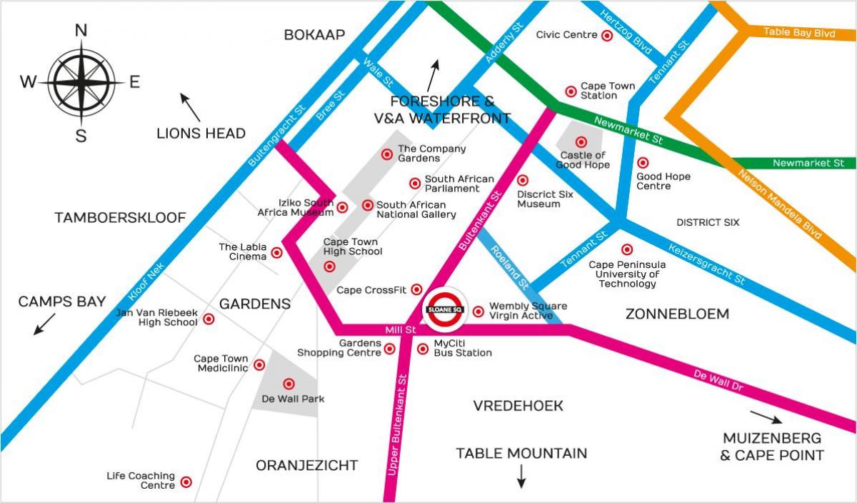 mapa buitenkant ulica Kapsztad