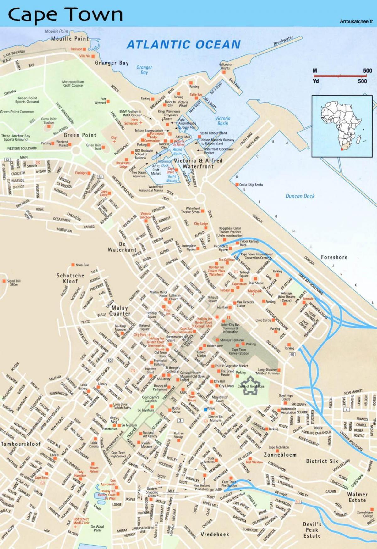 mapa ulic Kapsztad republika Południowej Afryki
