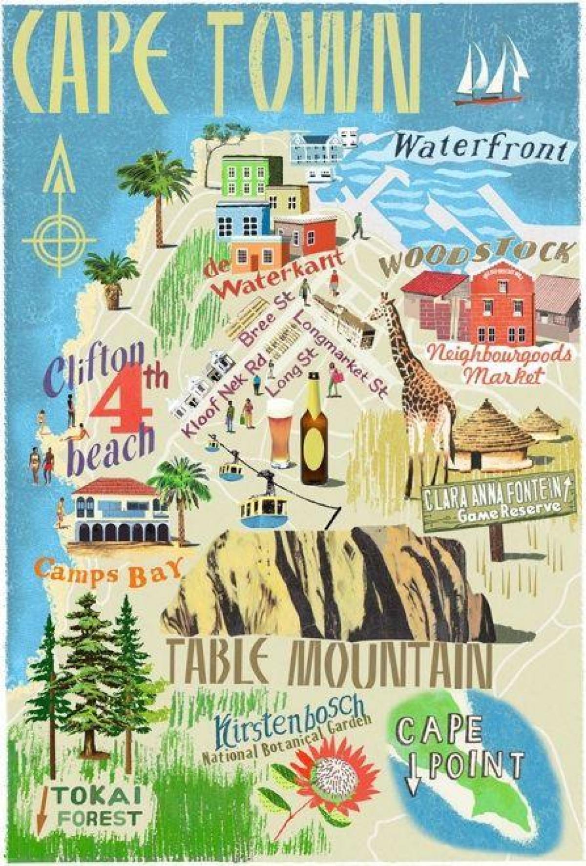 mapa cztery zabytki na mapie Cape town