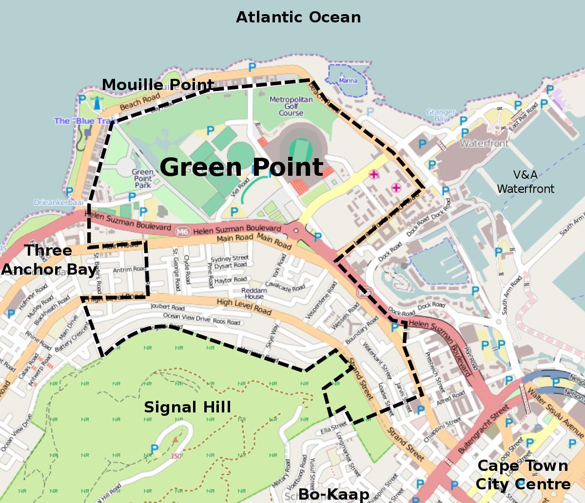 Green point w Kapsztadzie mapa