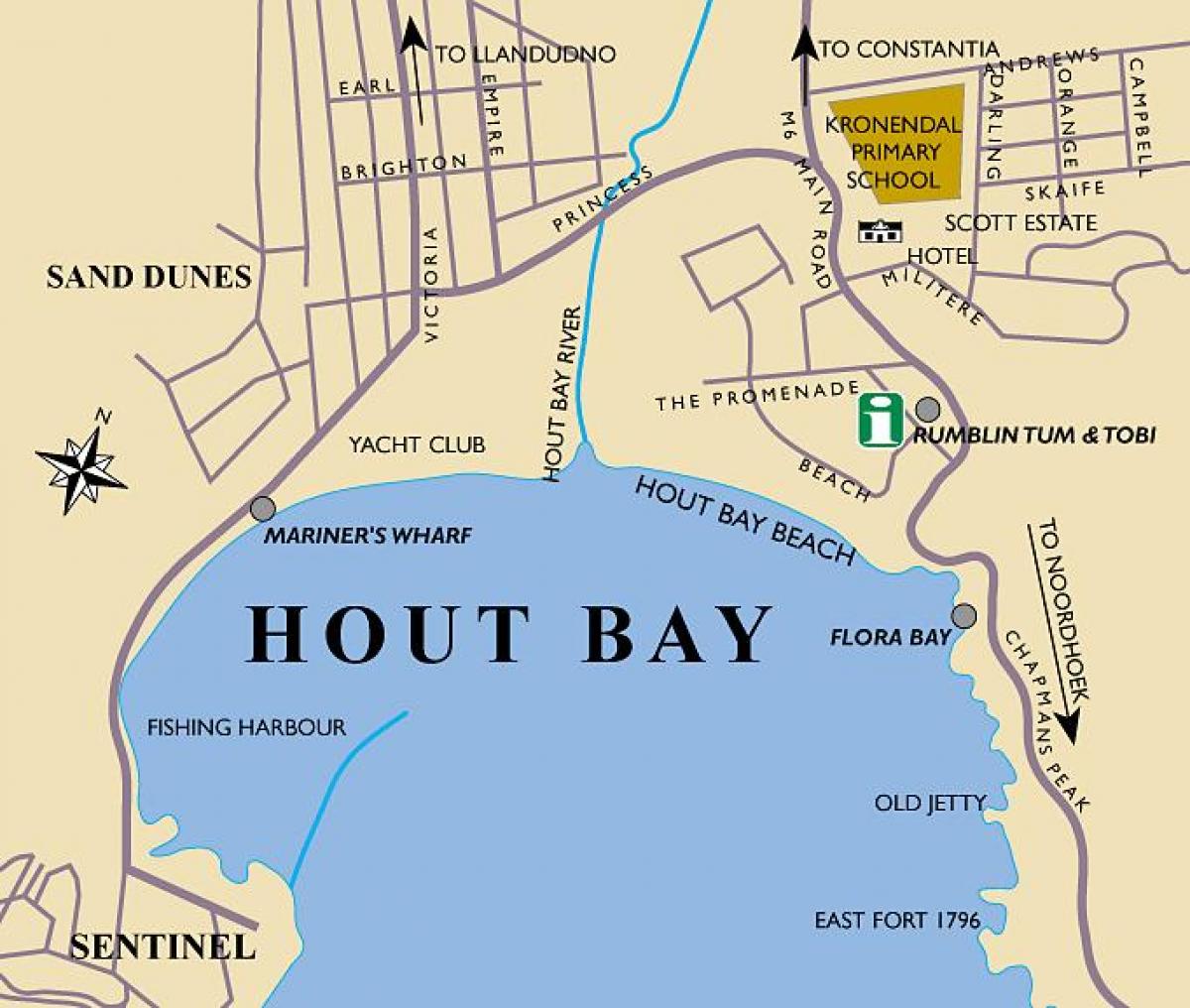 mapa Hout Bay na mapie Cape town