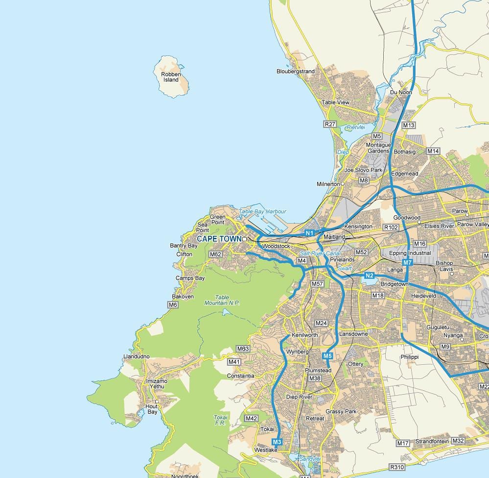 mapa Kapsztad эрф