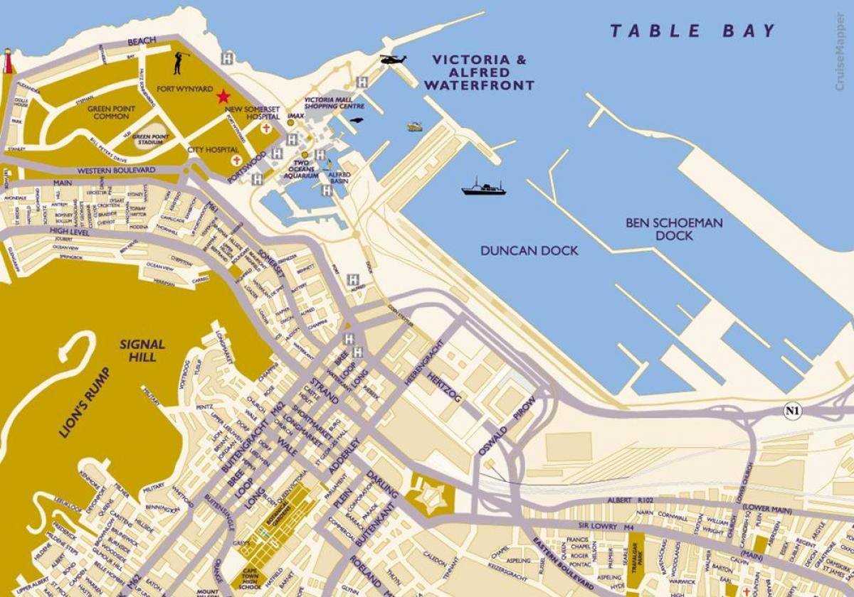 port cape Town bezpośrednie mapie
