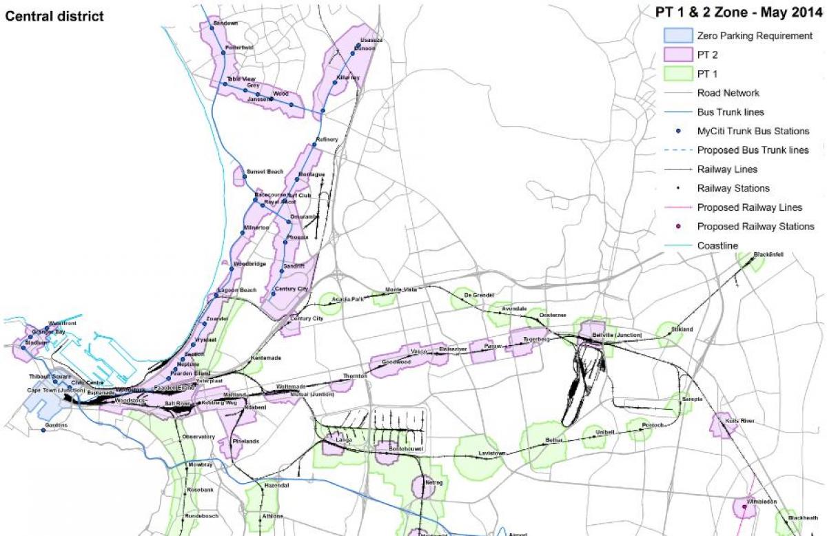 mapa Kapsztad zagospodarowania przestrzennego