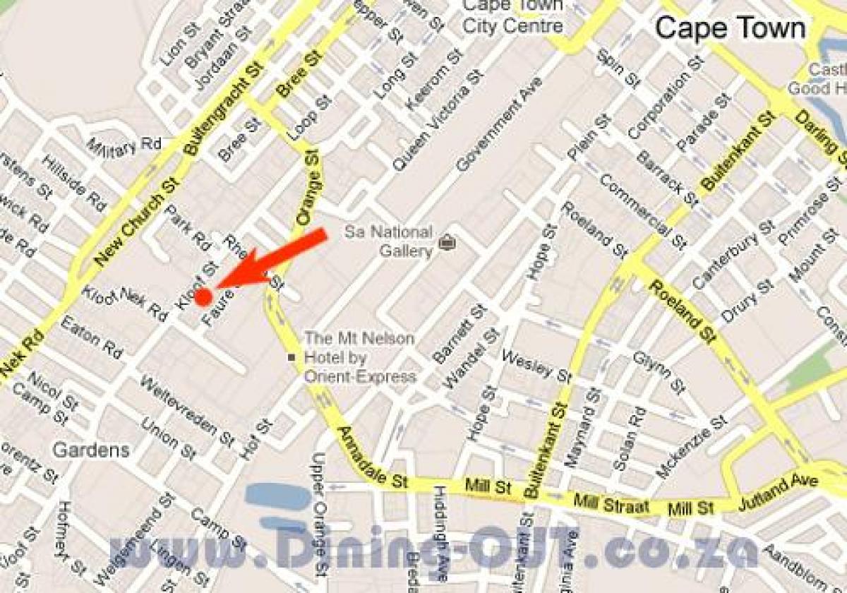 mapa kloof ulica Cape town