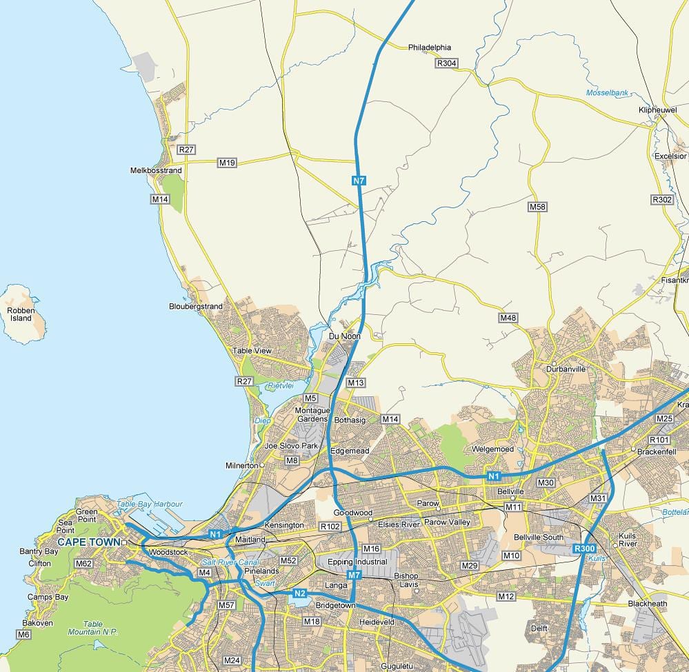 mapa дануна Kapsztad