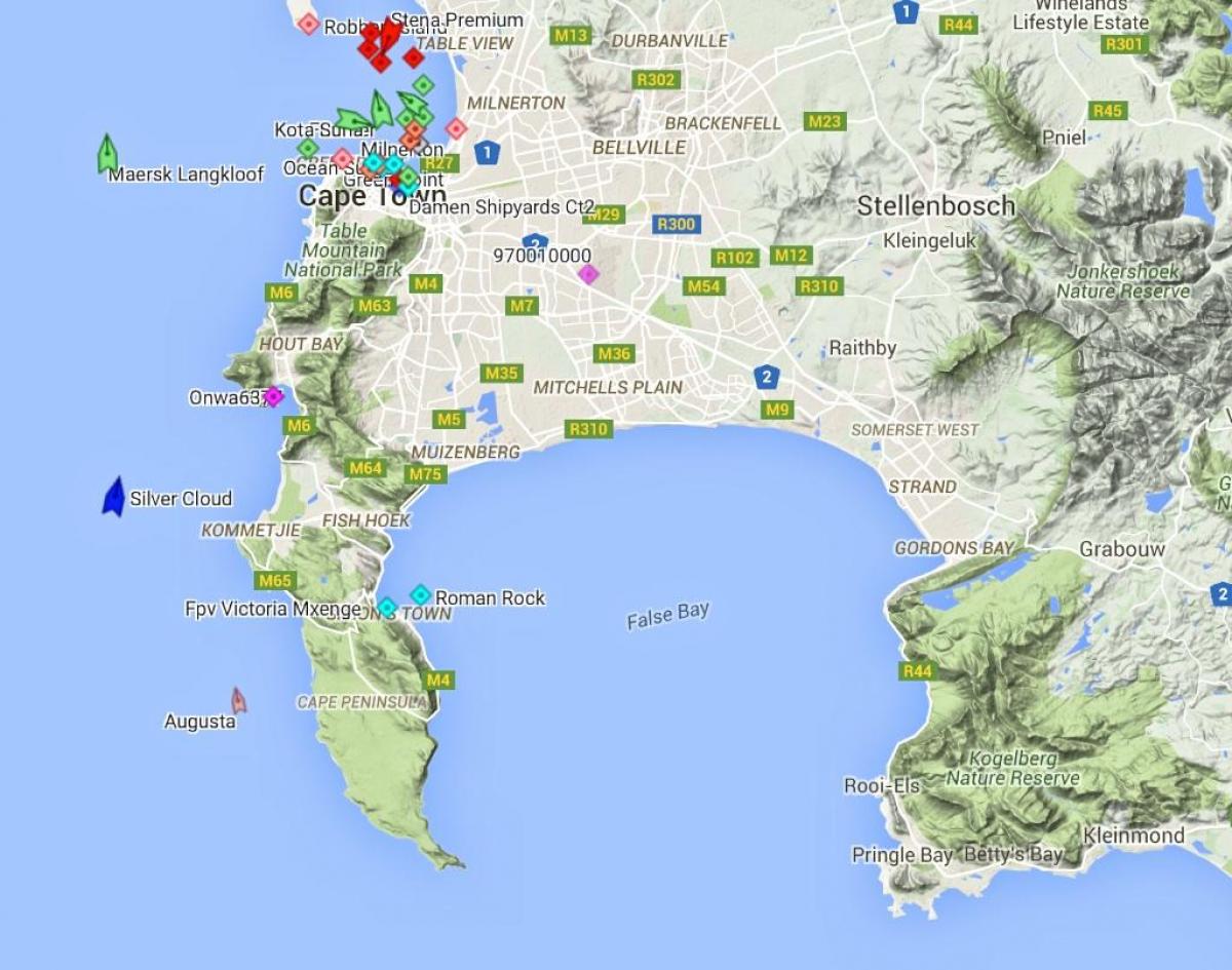 mapa mapa Fish Hoek i otacza