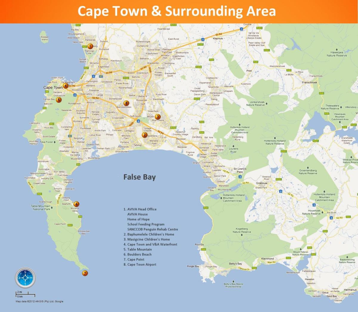 mapa cape Town & okolicy