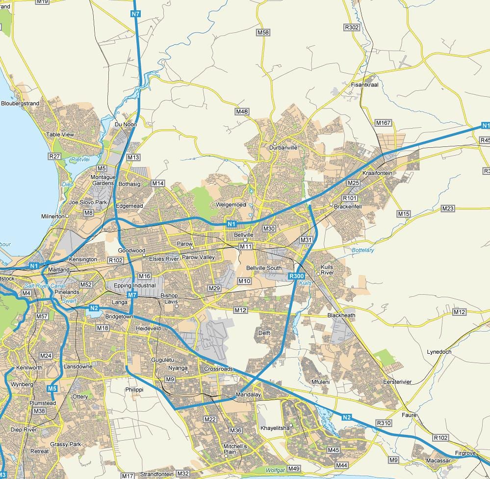 mapa ulica mapie Бельвиля Kapsztad