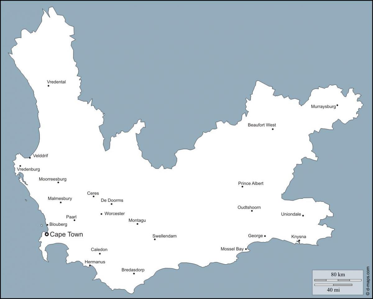 mapa western Cape miast
