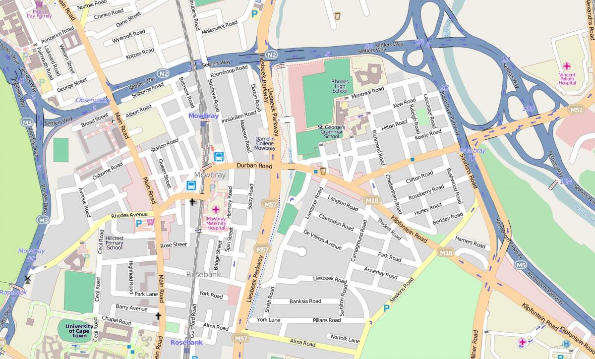 mapa Obrzeżu Kapsztad