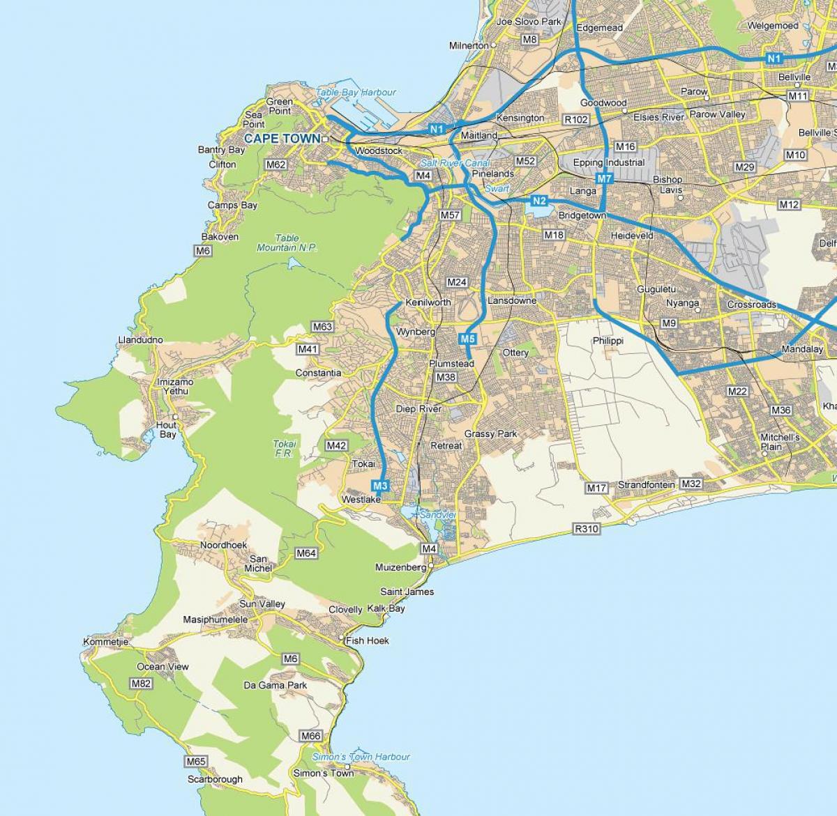 mapa rzeki deep Kapsztad