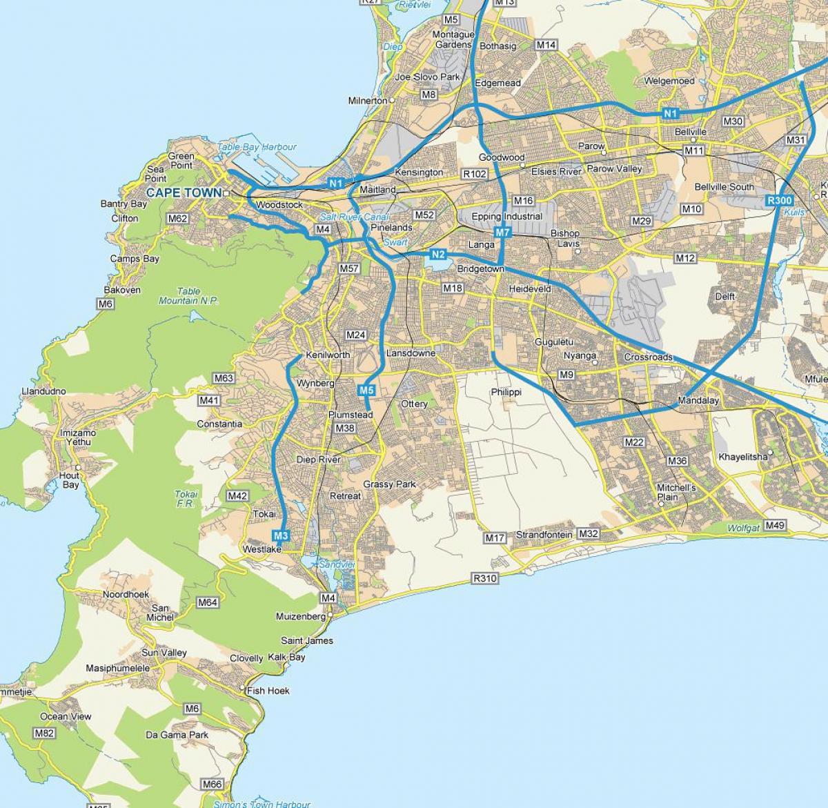mapa schaapkraal Kapsztad