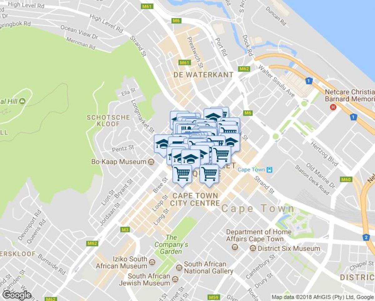 mapa shortmarket ulica Kapsztad