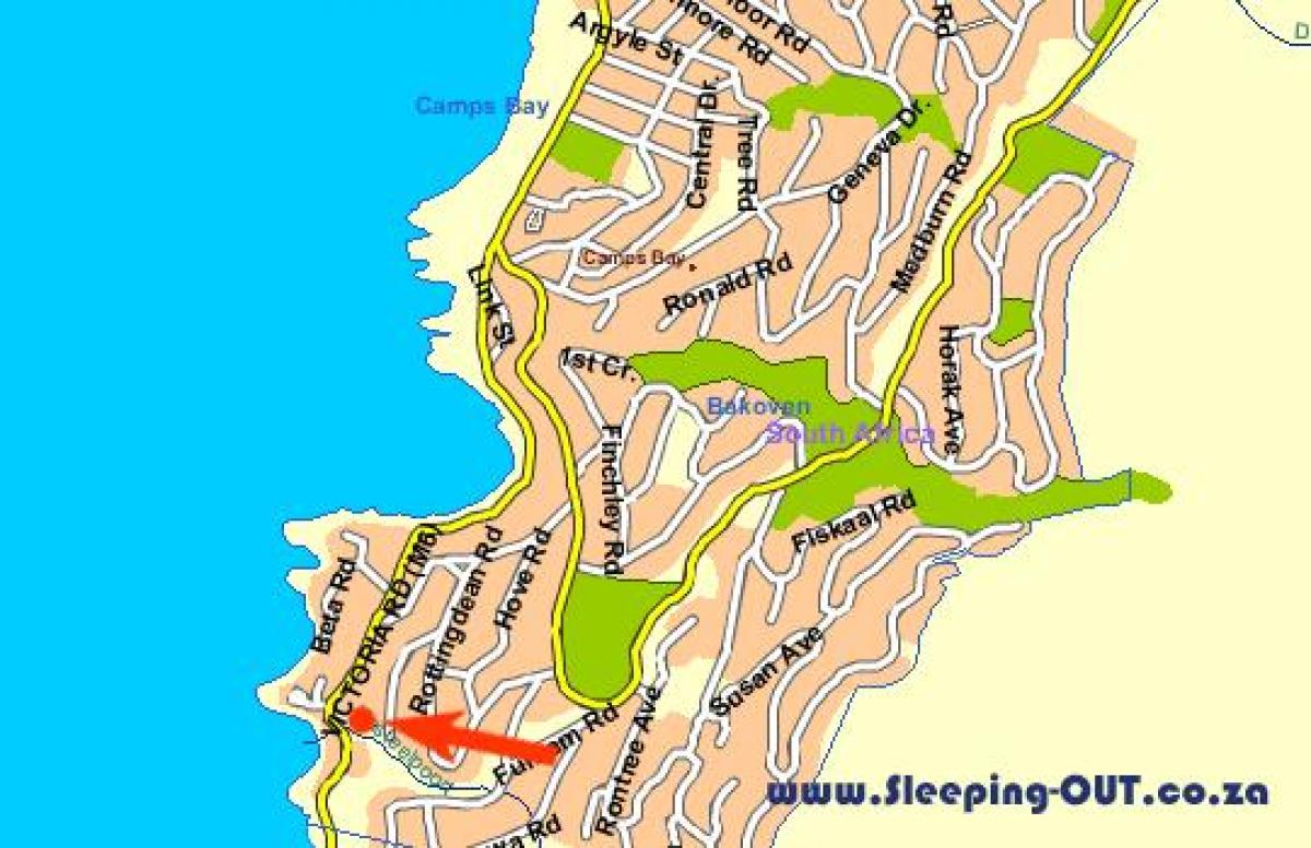 mapa widok na Kapsztad ocean 