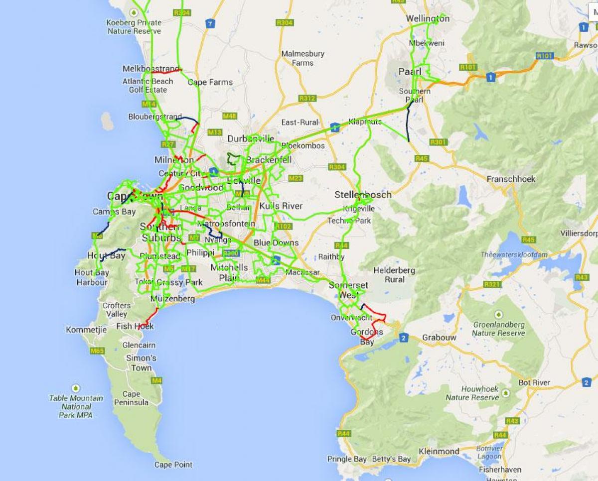 mapa włókna mapie Cape town