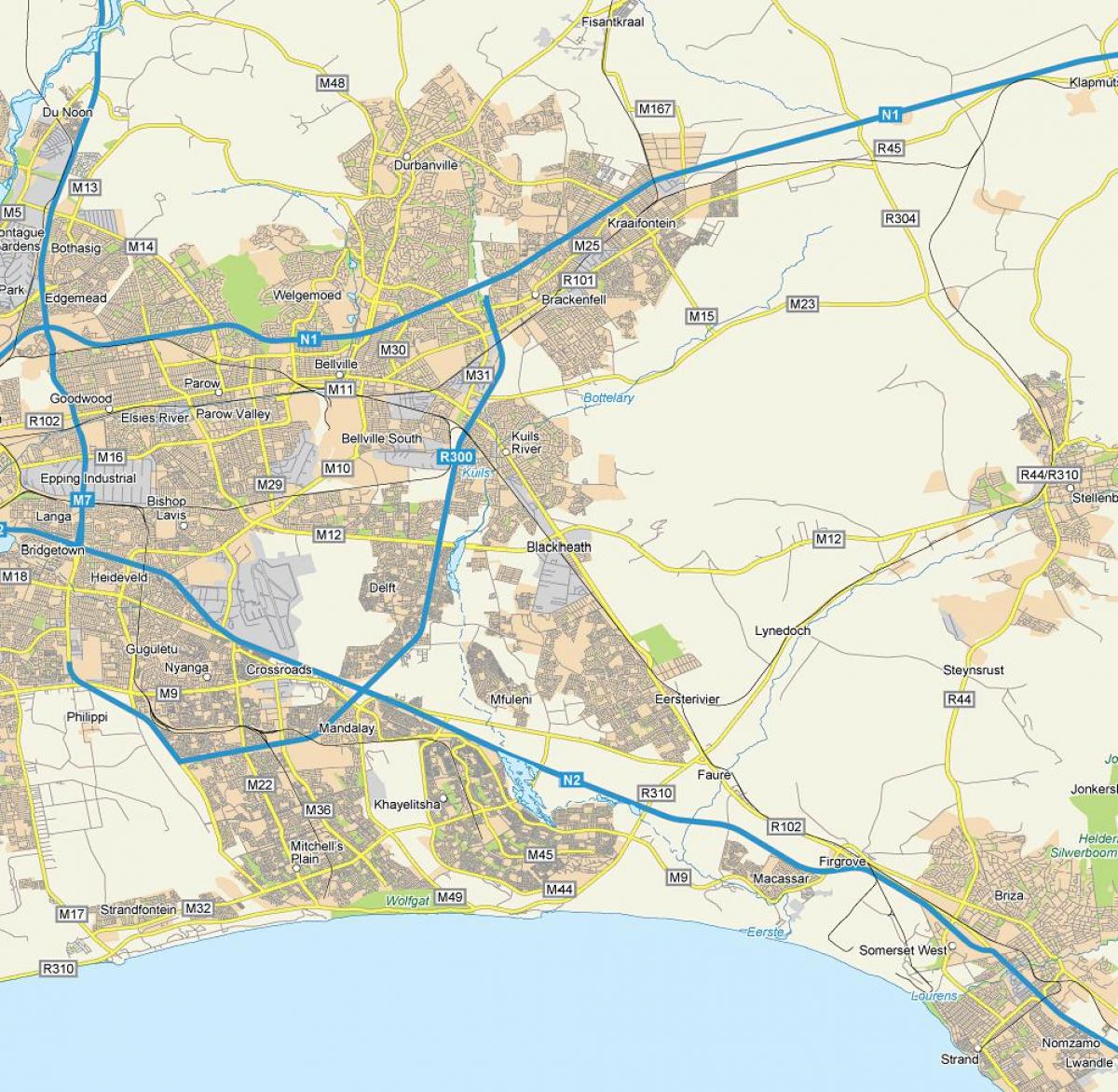 mapa блэкхите Kapsztad
