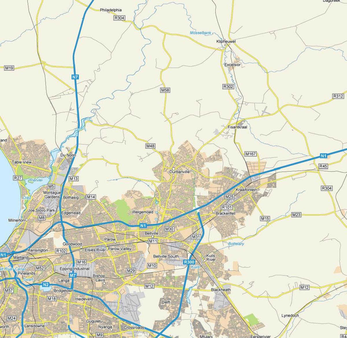 mapa дурбанвиль przedmieściach