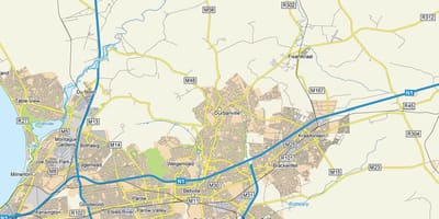 Mapa дурбанвиль przedmieściach