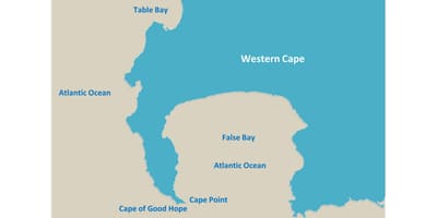 Mapa Cape Town, Republika Południowej Afryki