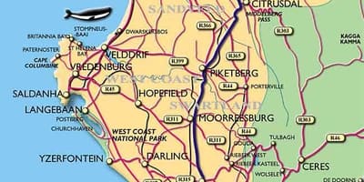 Mapa wybrzeża Cape town 