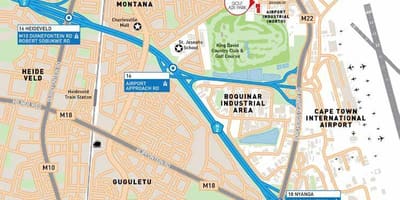 Mapa przemysł lotniska Kapsztad