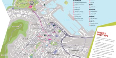 Mapa Kapsztad, pokazując zabytki