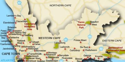 Western Cape plaże mapie