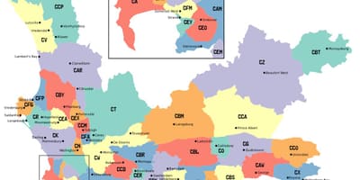 Mapa western Cape przedmieściach
