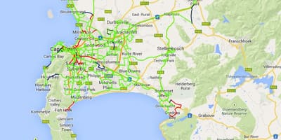 Mapa włókna mapie Cape town