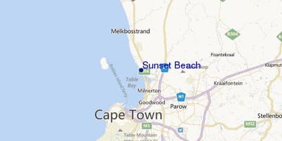 Mapa Sunset Beach Cape Town